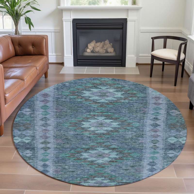 Premium Machine Washable Barry AMF1226 Global Rug, Round 8'