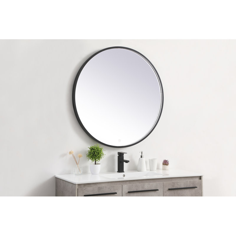 Miroir de salle de bain Pickard, Noir, 36 po x 36 po