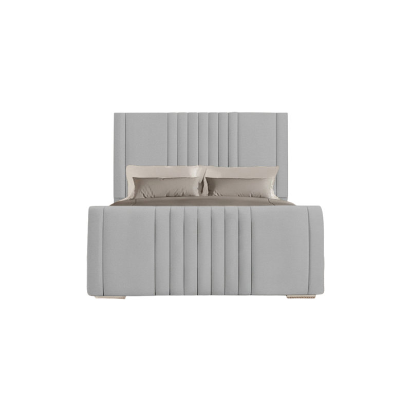 Ganador Upholstered Bed, Light Silver, Single (3')