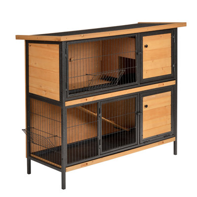 Versatile Rabbit Hutch With Metal Frame For Indoors And Outdoors, Durable Wood Construction, Ample Living Space, Weather-proof Design