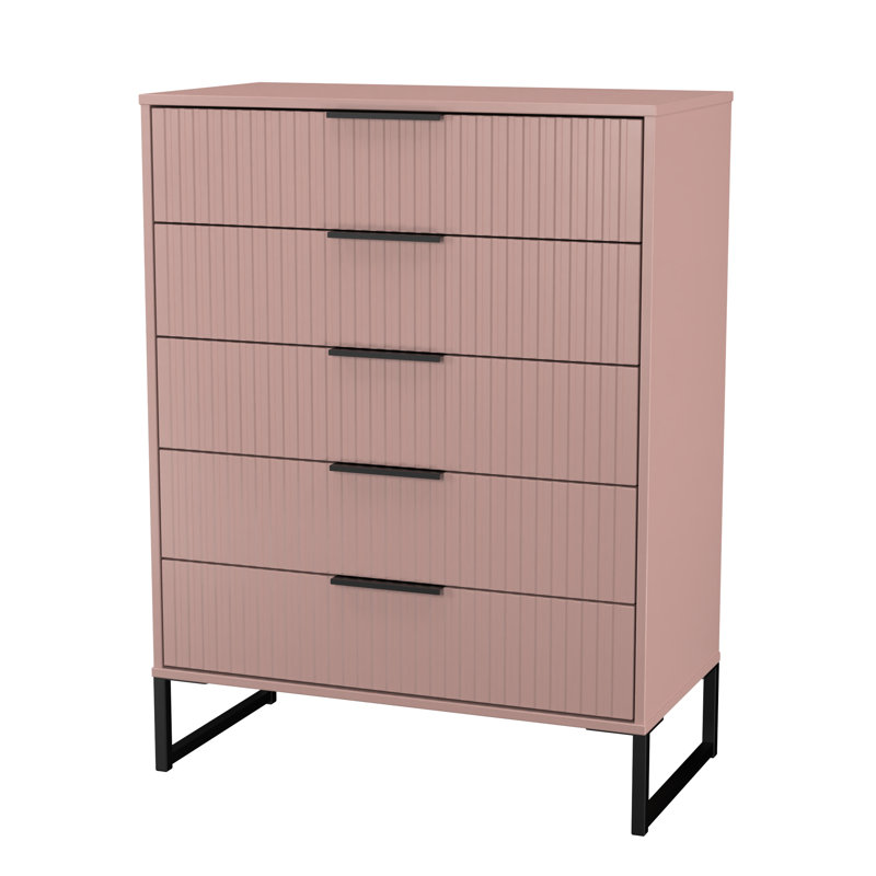 Bernat 77cm W 5 - Drawer Chest of Drawers, Pink