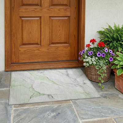 Tapis extérieur lavable et antidérapant abstrait 2 pi x 3 pi vert
