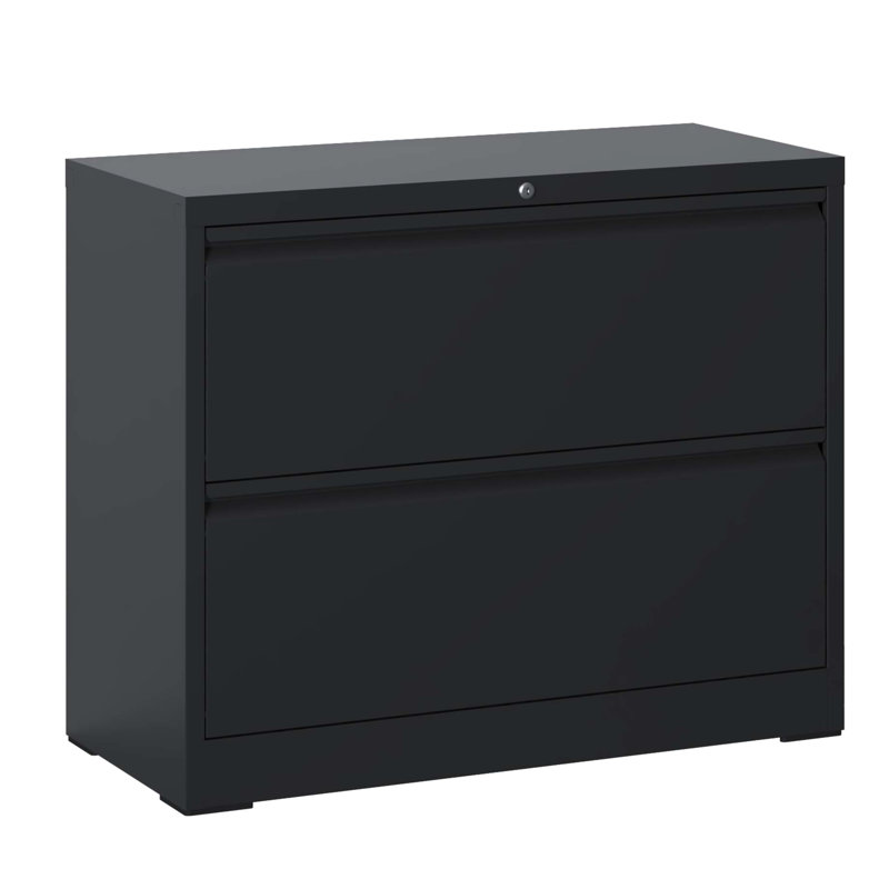 Classeur en métal noir, 2 tiroirs, pour l'organisation de bureau, s'adapte à différentes tailles Noir, bureau, s'adapte
