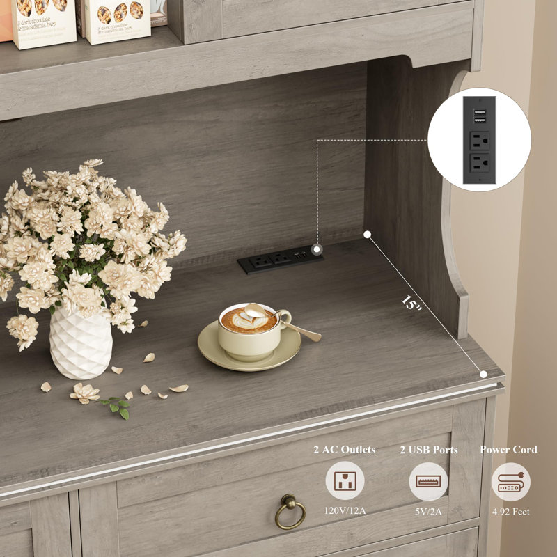 Armoire de rangement pour garde-manger, Gris cendre