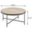 Table basse en X avec support à barre transversale, gris et noir, finition chêne vieilli aspect noir