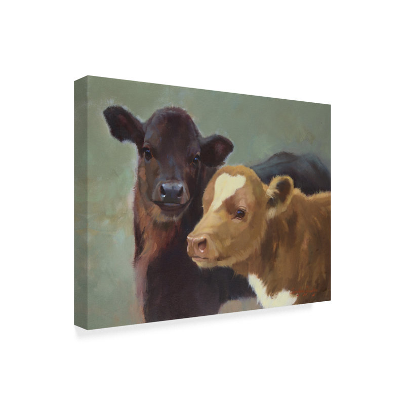 « farm pals ii », peinture sur toile tendue, H 18 po x l 24 po x P 2 po