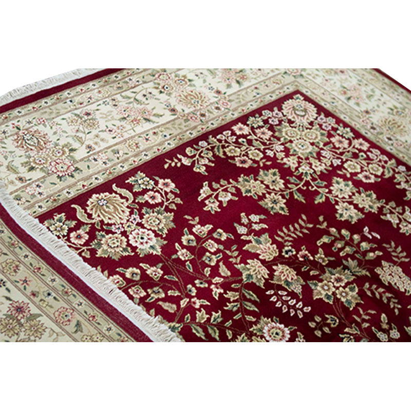 Hand-Knotted High-Quality Wine and Ivory Area Rug