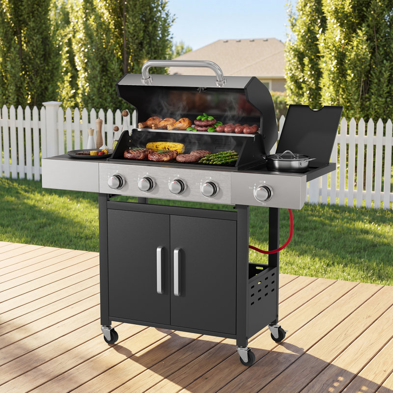 Barbecue au gaz en acier inoxydable de 47,2 po avec brûleur latéral 47,2 po Family Party