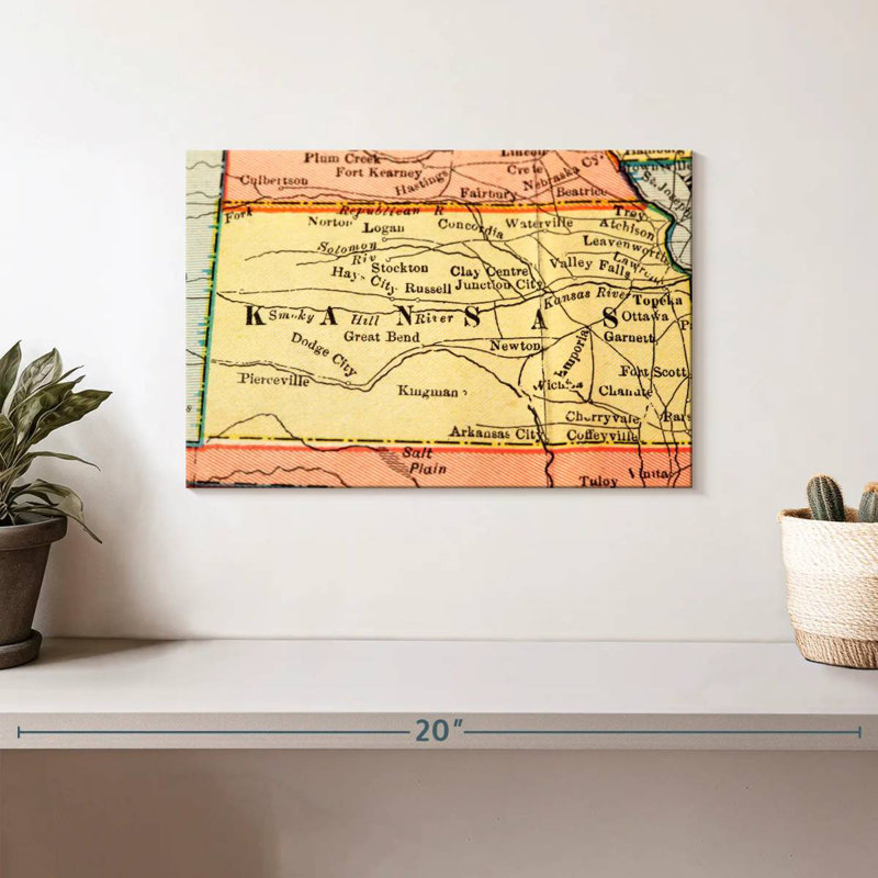 Carte de l'ancien style Kansas, H 8 po x l 12 po
