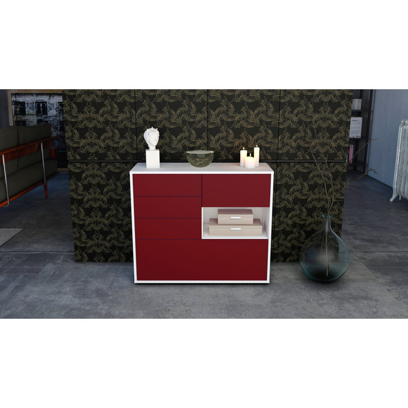Pulaski 92cm Sideboard, White/Red