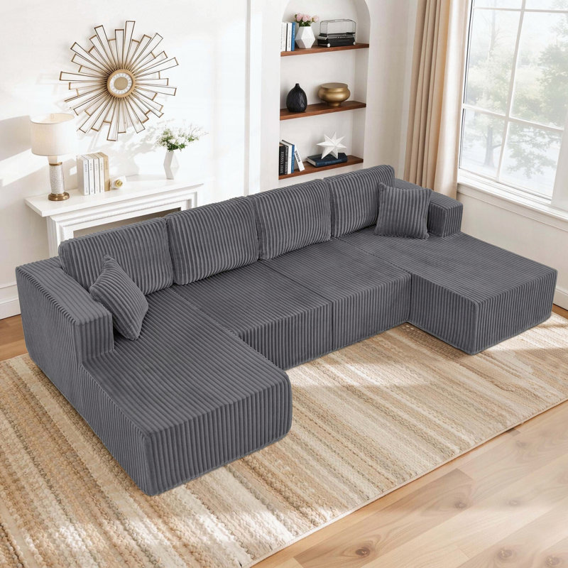 Canapé modulaire en U avec design très spacieux, Gris foncé
