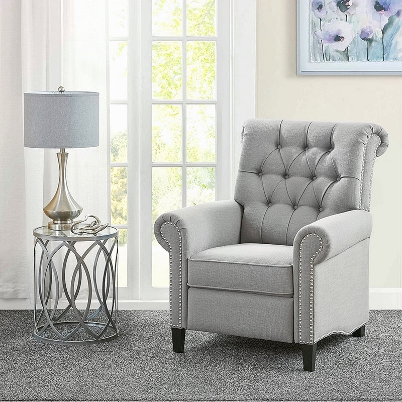 Fauteuil inclinable Aidan, fauteuil inclinable moderne, Tissu gris