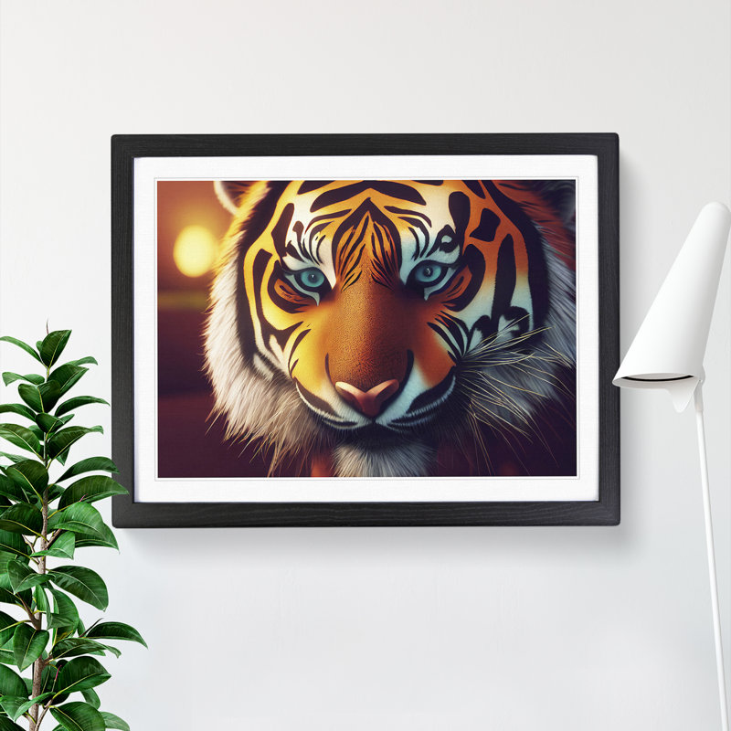Bold Tiger - Single Picture Frame Print, Black Framed, 25cm H x 34cm W x 2cm D