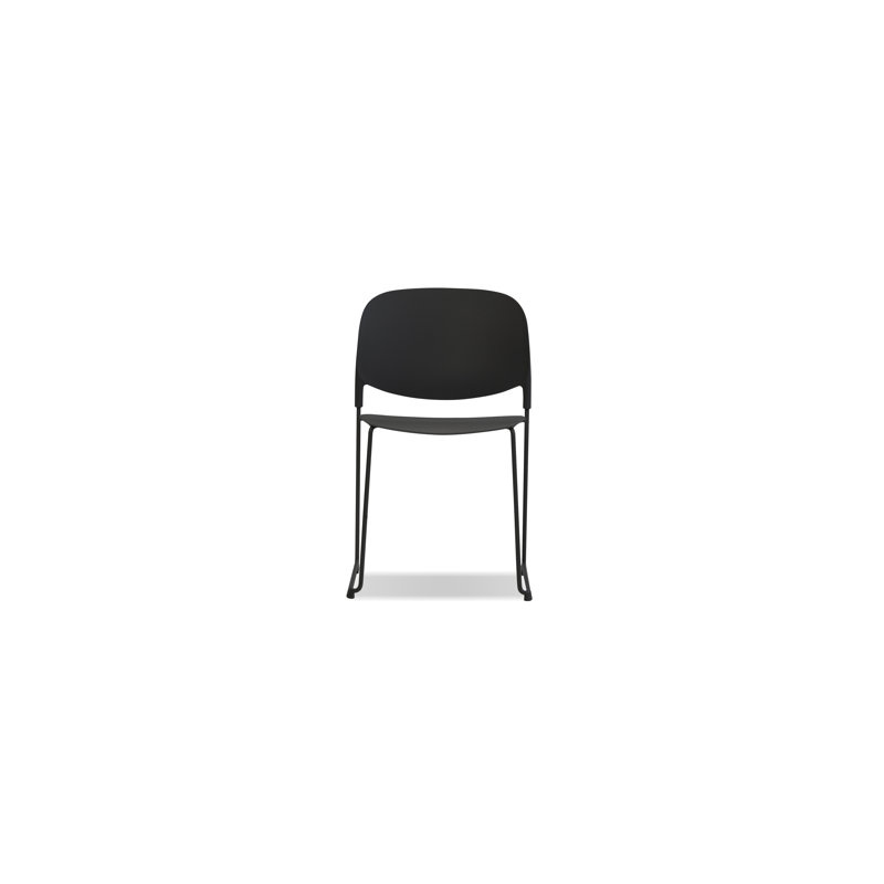 Calvin Steel Outdoor Stacking Dining Side Chair with Cushion, Black