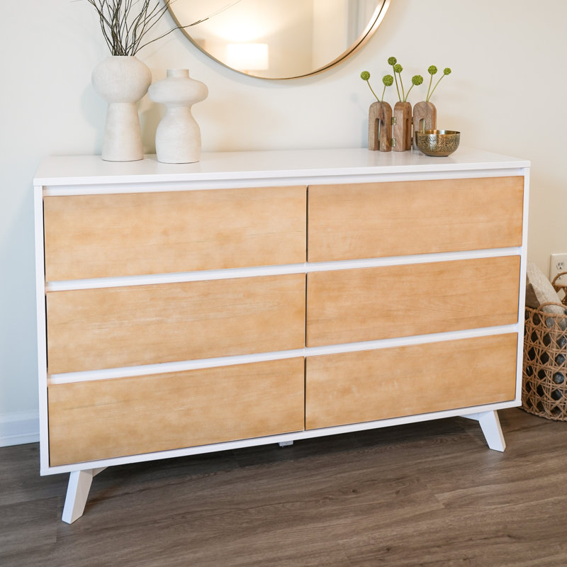 Lauritzen Plank+Beam Scandinavian 6-Drawer Dresser, White/Blonde
