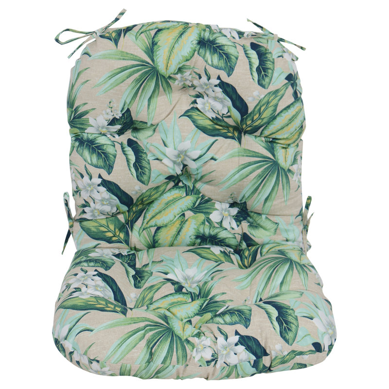 Outdoor 6'' Seat / Back Cushion, Beige/Green Floral