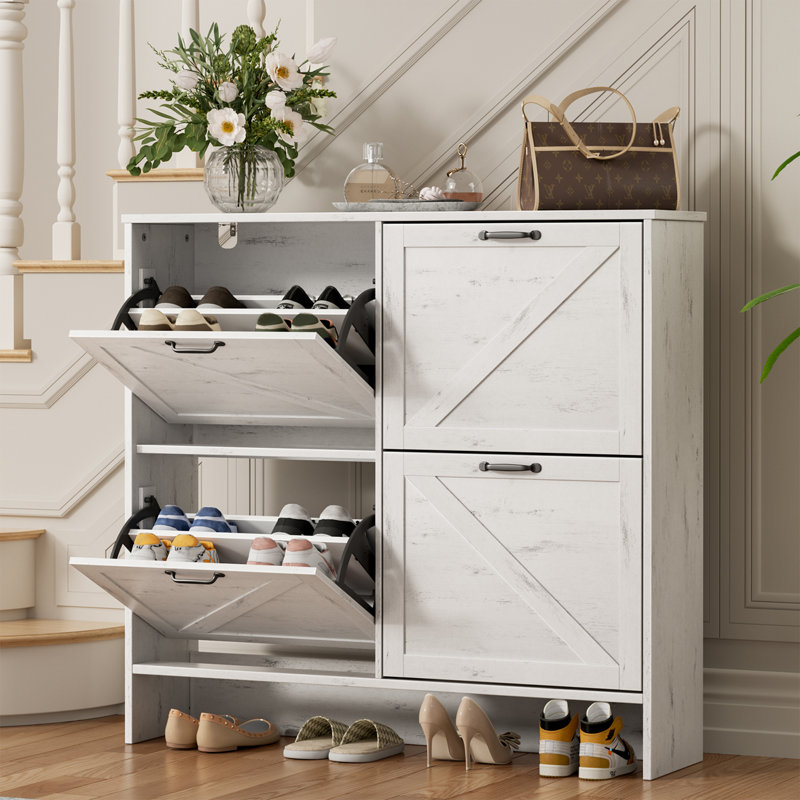 Range-chaussures 20 paires 4 tiroirs avec range-chaussures, Blanc