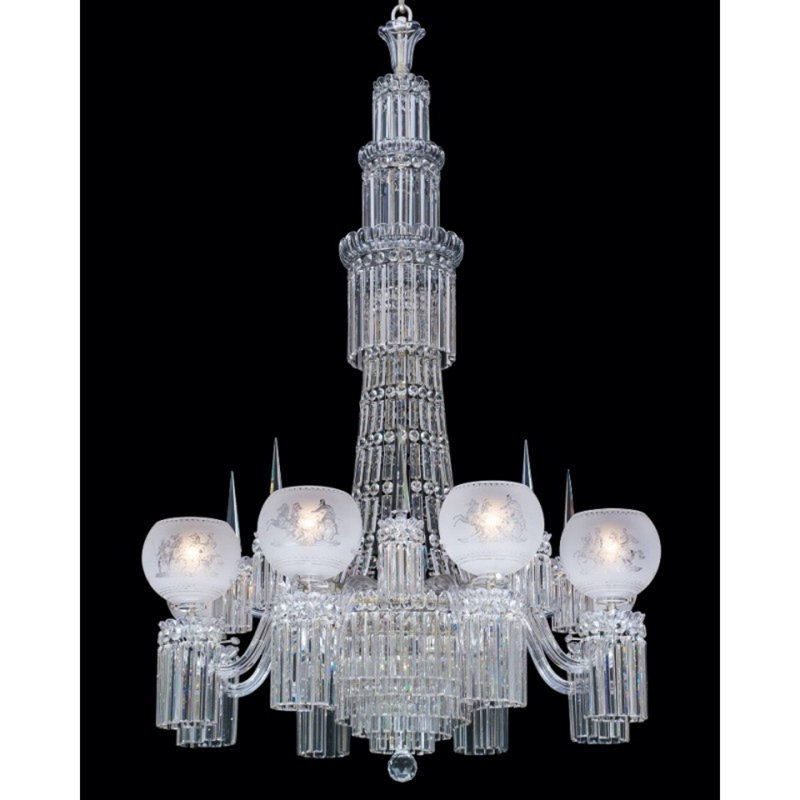 Lustre Victorian, Laiton poli, Fumée, H 56 po x l 28 po x P 28 po