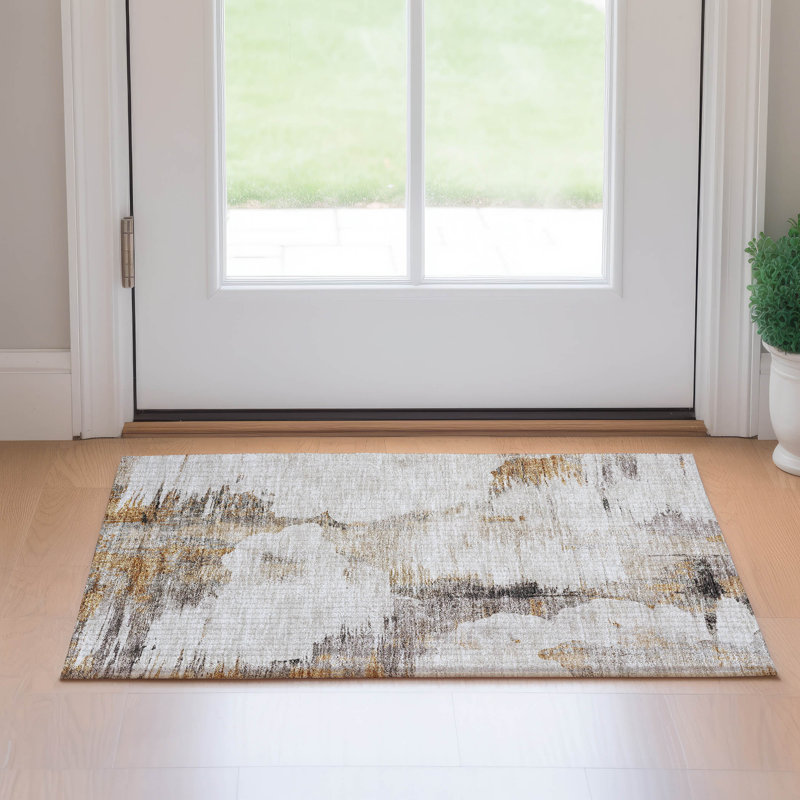Premium Machine Washable Prisco Beige Rug, Rectangle 1'8" x 2'6"