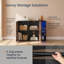 Armoire de rangement avec assemblage sans outils Superfast - Buffet décoratif avec éclairage et tablette en verre, buffet de salon, noyer naturel et noir ébène
