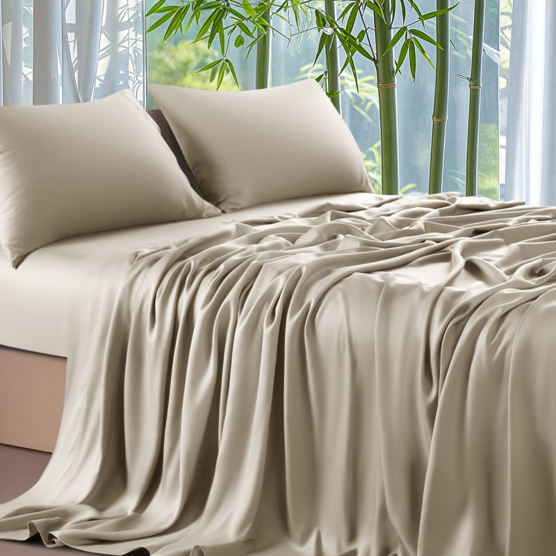 Bamboo Sheet Set, Queen Sheet Case Pack with 3 Additional Pieces, Beige