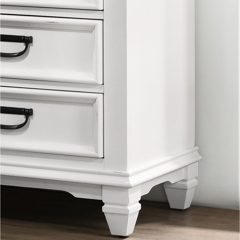 Chambre 3 Table de chevet de style moderne - blanc et gris vieilli gris, intérieur spacieux