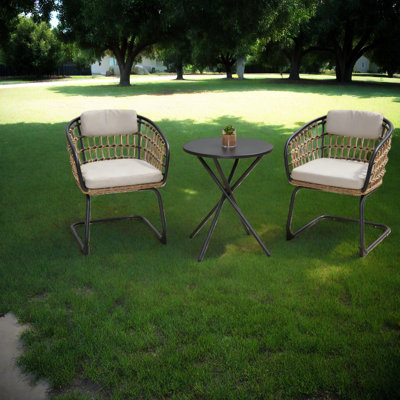 Modern Steel Patio Dining Chairs Set Of 2 For Garden And Balcony