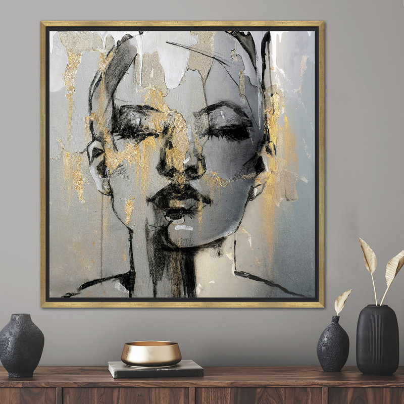 Print on Canvas, Framed Print without Mat, Gold, 30 cm H x 30 cm W