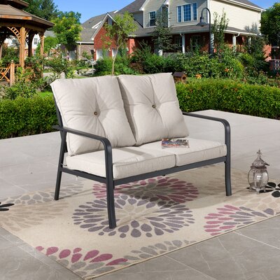 Frangos 45.5"" Wide Outdoor Loveseat with Cushions -  Red Barrel StudioÂ®, 59BDBF72496448359ABF9C256DF8D2CC