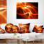 Vagues fractales abstraites orange 3D - Coussin imprimé abstrait-30745927-30745923