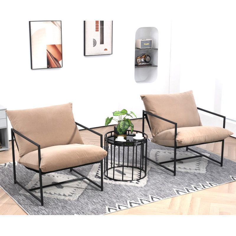 Fauteuil d'appoint élégant en velours moderne, fauteuil inclinable contemporain à structure en métal avec coussin de siège profond pour bureau à domicile