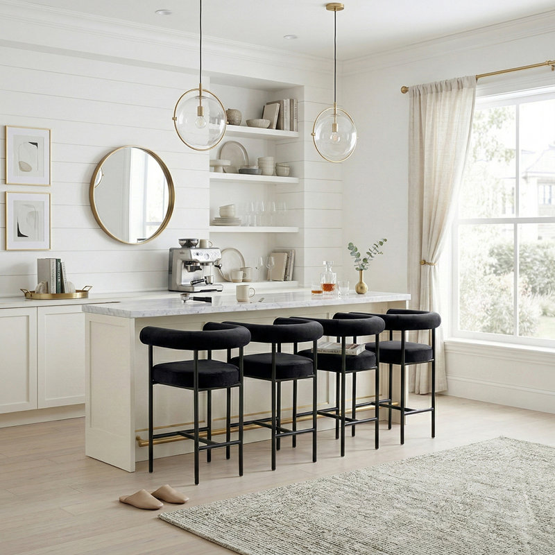 Tabouret de bar 24 po 24 po, Noir