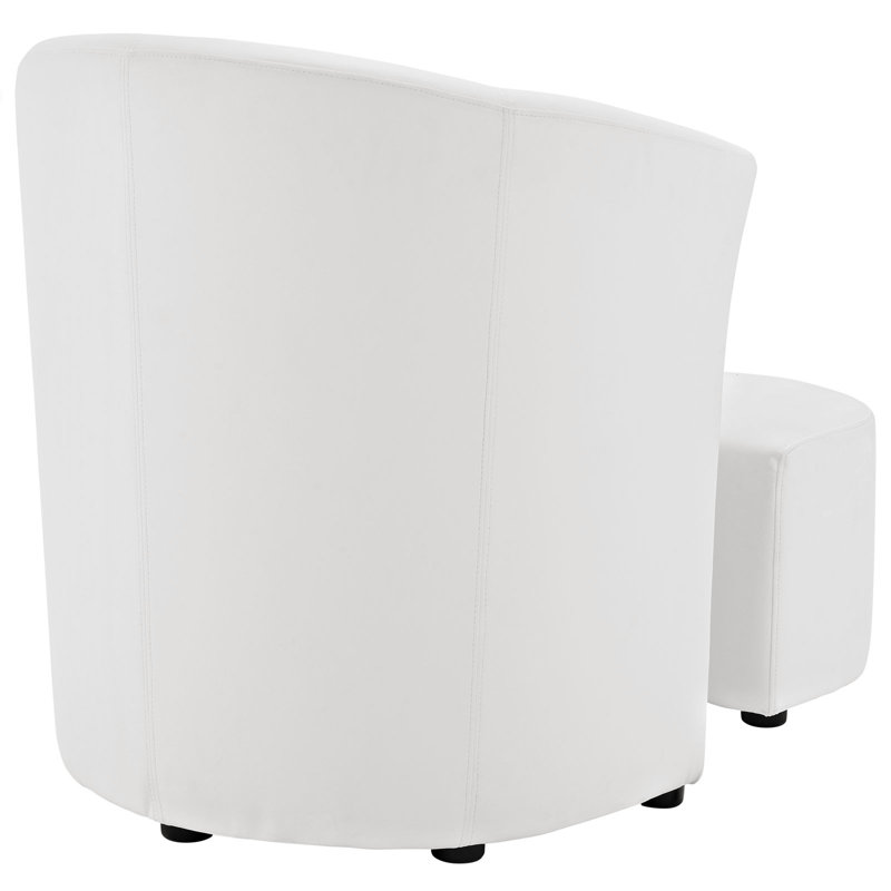 Modway Divulge Modern Leatherette Armchair and Ottoman, Faux leather White