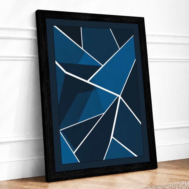 Fractured Blues Geometric - Print, A2 - 59.4 x 42.0 cm, Black