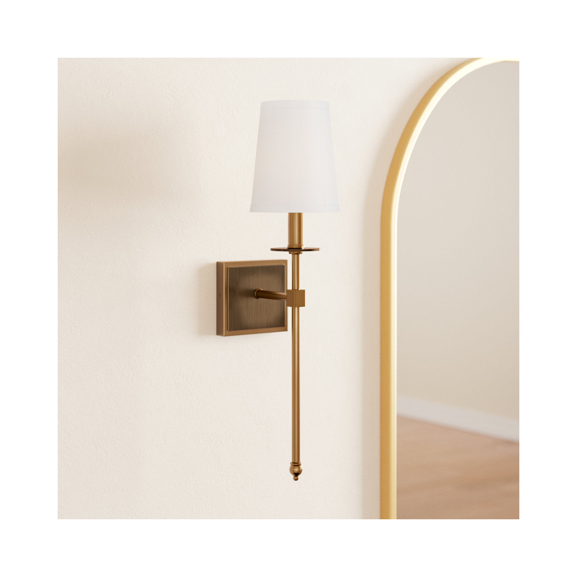 Jillian 1-Light Wallchiere, 20" H x 5" W x 6'' D, Warm Brass