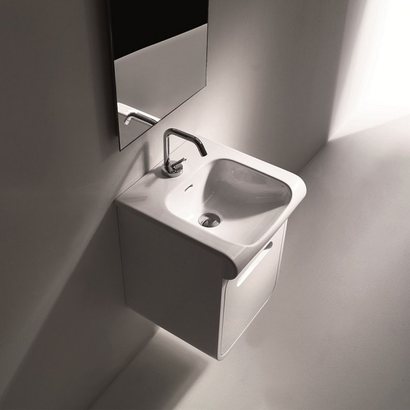 WS Bath Collections Inka 15.7'' Glossy White Ceramic Square Bathroom Sink with Overflow