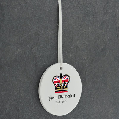 Sanson Queen Crown White Circle Shaped Ceramic Ornament