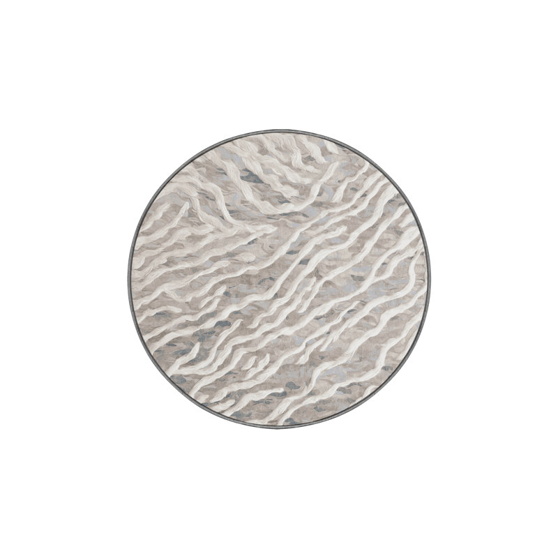 Tapis gris lavable à la machine, Rond 3 pi