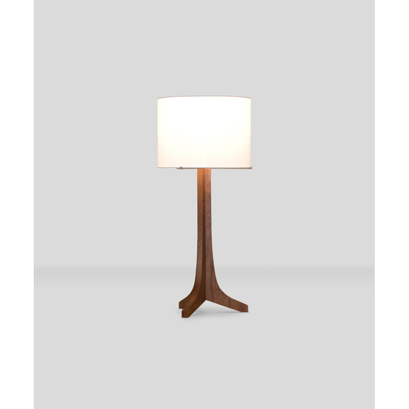 Nauta LED Table Lamp, Walnut, White Linen, Brushed Aluminum