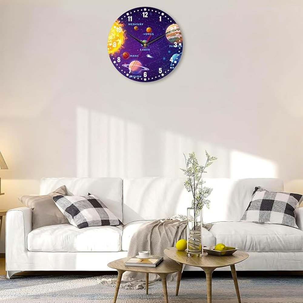 Latitude Run® SPUNKER Wall Clock,Solar System 10 Inch Wall Clock ...