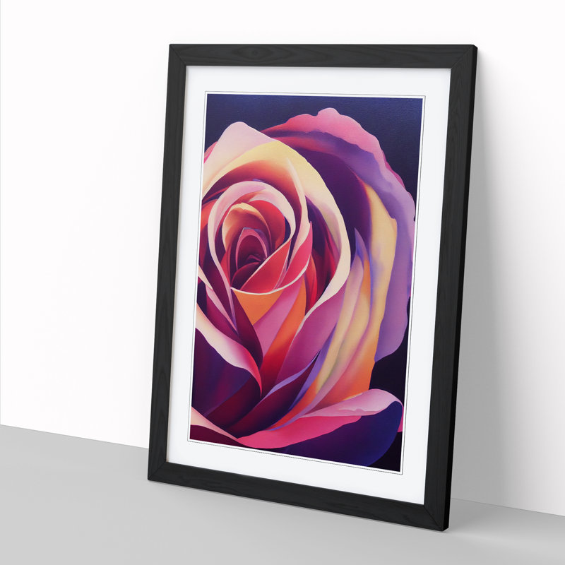 Unique Rose Flower Vol.3 1 Piece Single Picture Frame Wall Art, 34cm H x 25cm W x 2cm D, Black