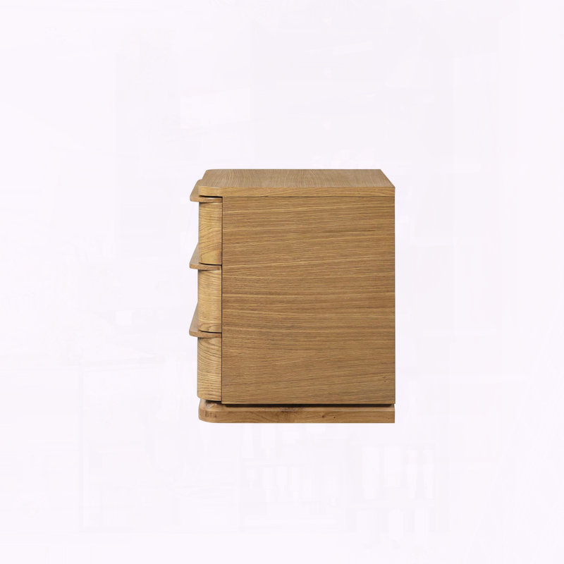 Oak Nightstand with Center Metal Drawer Glider