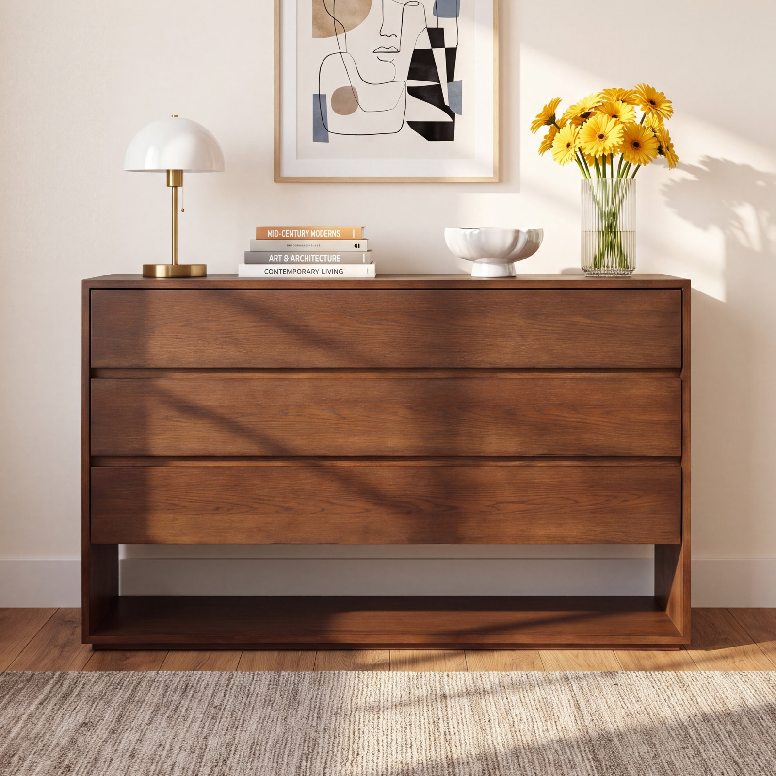 47" Oak 3-Drawer Dresser, Brown