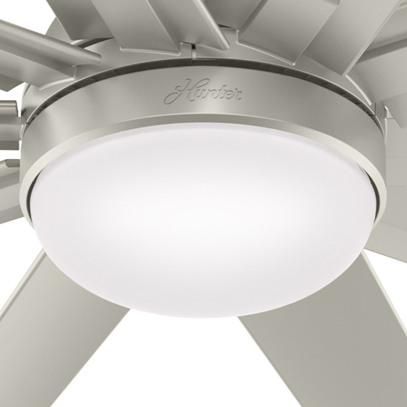Ventilateur de plafond extérieur 72 pales 72 pouces avec télécommande et ensemble d'éclairage inclus Overton, Nickel mat