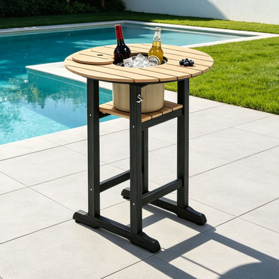 31.5 Inch All-Weather Patio Bar Table, Round HDPE Outdoor Table
