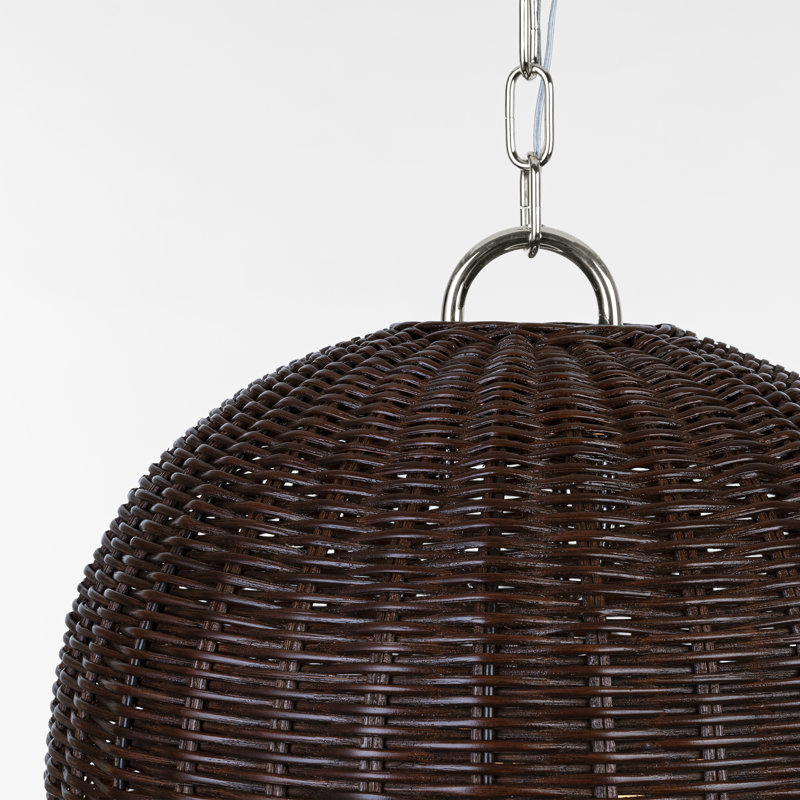 Nancy 3 - Light Pendant, Polished Nickel, 22.25" H x 18.75" W x 18.75" D, Natural Wicker