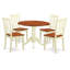 L'ensemble 5 pièces de table et chaises de cuisine comprend une table de salle à manger ronde avec Dropleaf et 4 chaises en bois massif, babeurre 42 po x 42 po-823372839-823366000-823365964