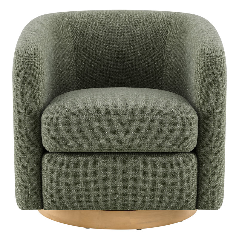 Bennett Upholstered Swivel Barrel Chair, Marin Twig Performance Linen Blend