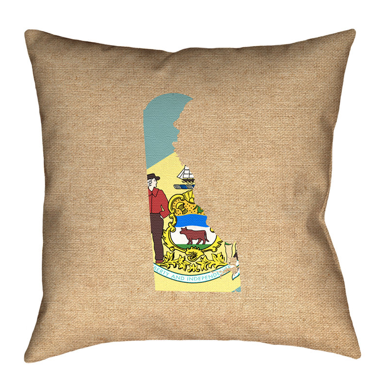 Coussin décoratif en faux lin centeno de coussin de l’etat du delaware, coussin décoratif à double face, 14 po x 14 po