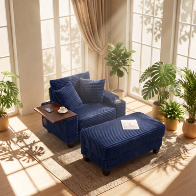 The Velvet Narcissus 54" W x 42" D x 32" H Corduroy Single Seat Sofa